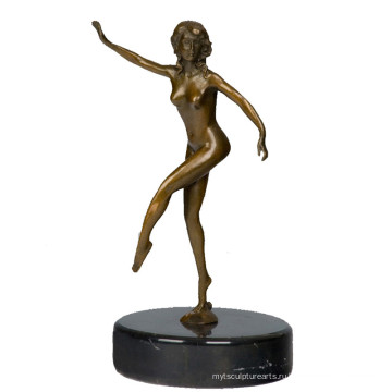 Танцор Декор Бронзовая Скульптура Обнаженная Леди Ремесла Латунь Статуя Т-449
